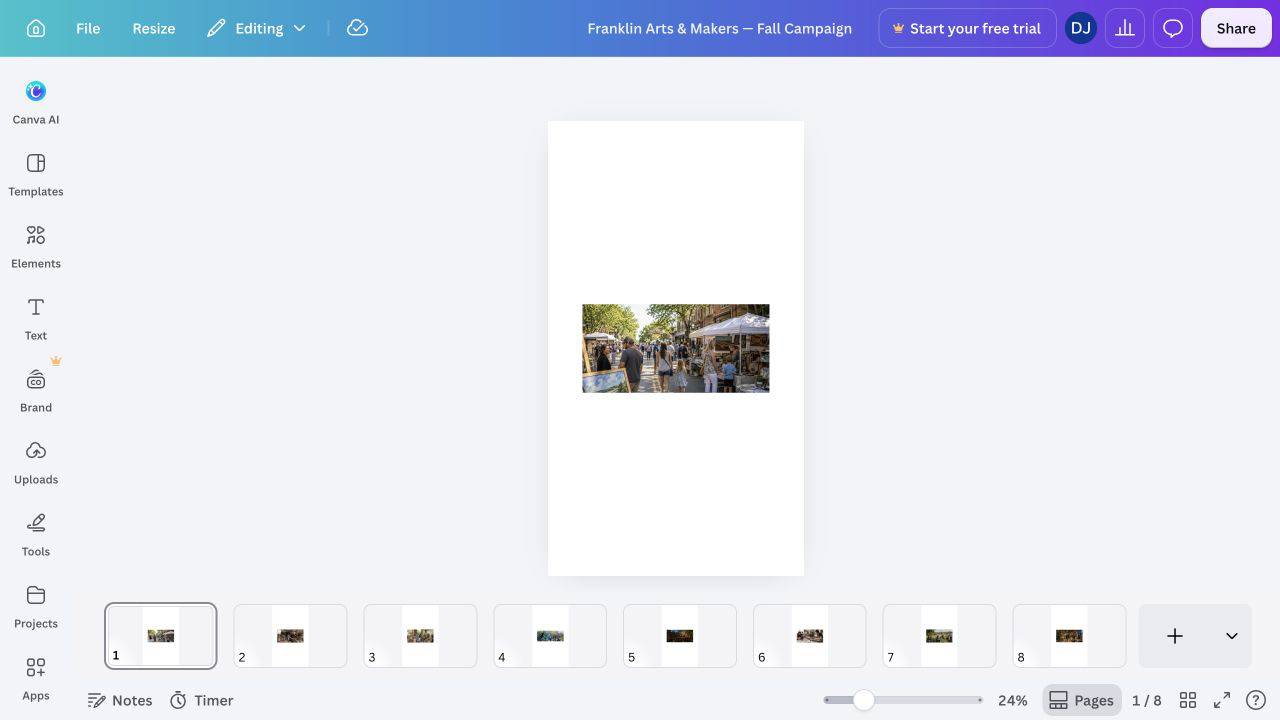 Canva editor showing a completed campaign design
