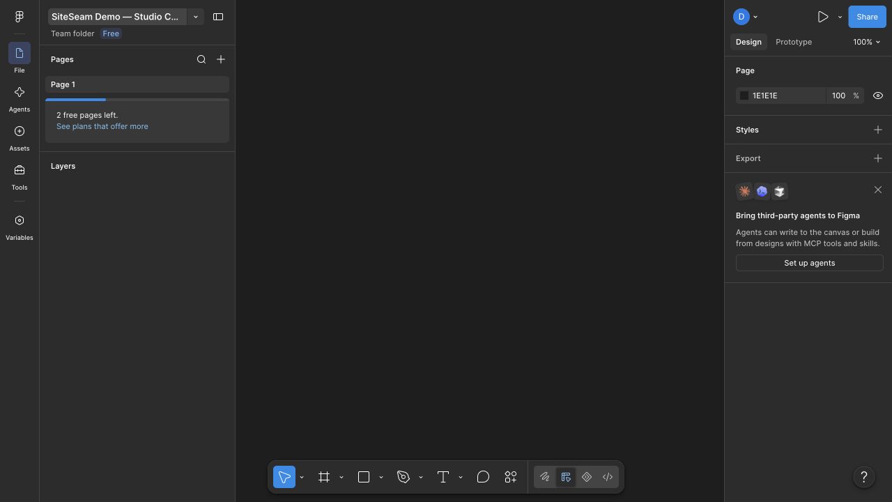 Figma editor showing the named campaign file before artwork is added