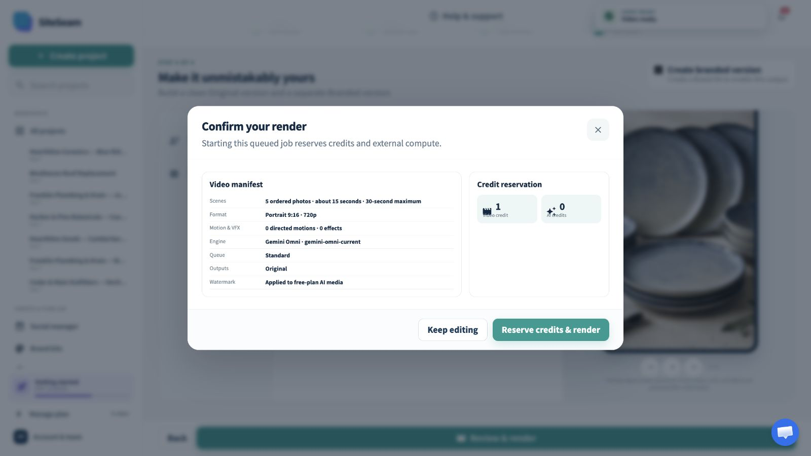 SiteSeam Reel builder using images imported from BigCommerce