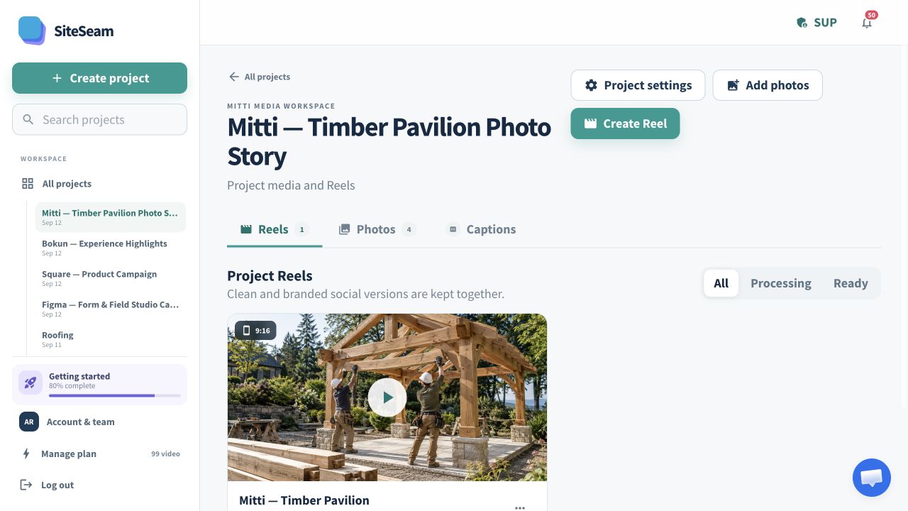 Completed Mitti photo Reel in SiteSeam